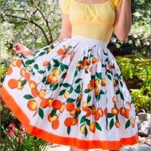 Pinup Couture Pinup Girl Orange Print Full Circle Skirt - White/Orange 1X